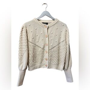 Cider White Textured Knit Cardigan – Size Large